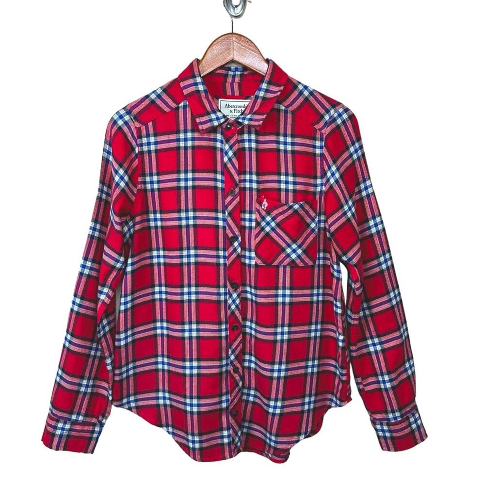 Abercrombie and Fitch Women’s  Sz L Red Plaid  Flannel Button Down Shirt